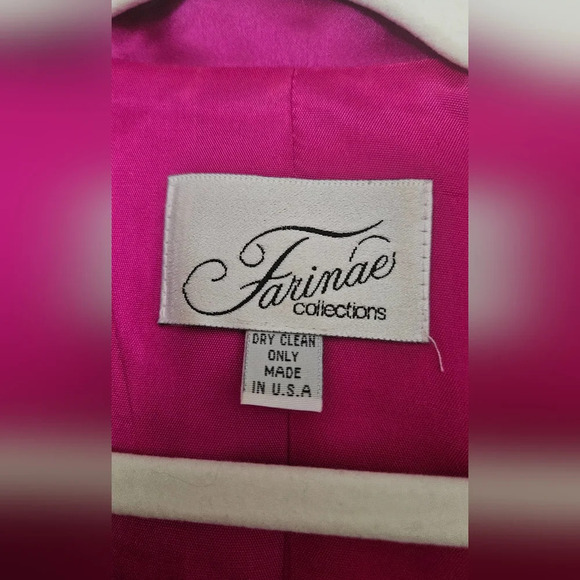 Vintage FARINAE Collections Satin Fushia Blazer. Size medium. - Picture 9 of 9